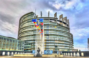Strasbourg, France - December 5, 2017: View of the European Parliament Building in Strasbourg