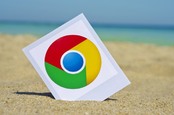 Chrome icon on sandy beach