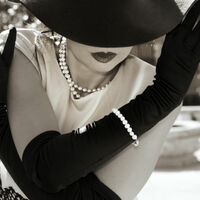 Verity Stob gloved with pearls