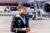 Aeroflot flight crew and plane