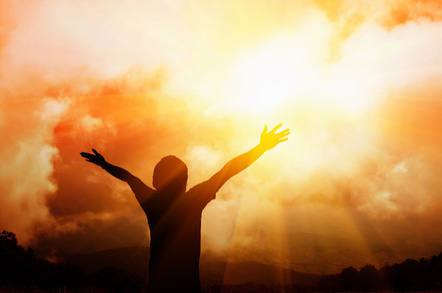 Person worshipping sky or sun or god or something