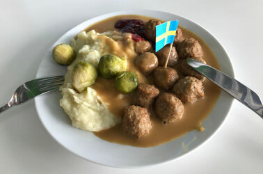 Traditional swedish meatballs in IKEA store restaurant. Pic: Nino Pavisic