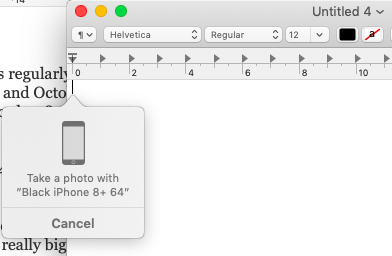 Mojave - Continuity Camera initiation