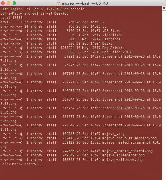 Mojave - Stacks in Terminal