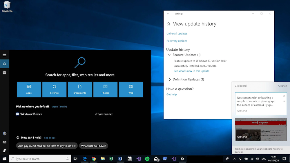 Windows 10 1809 Now Arriving On A Desktop Near You If You Want It October Windows Update 8232