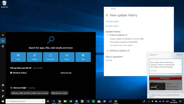 Windows 10 1803 screenshot