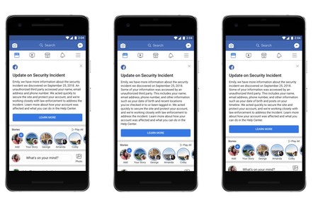 Facebook notifications for Sept. 2018 security breach