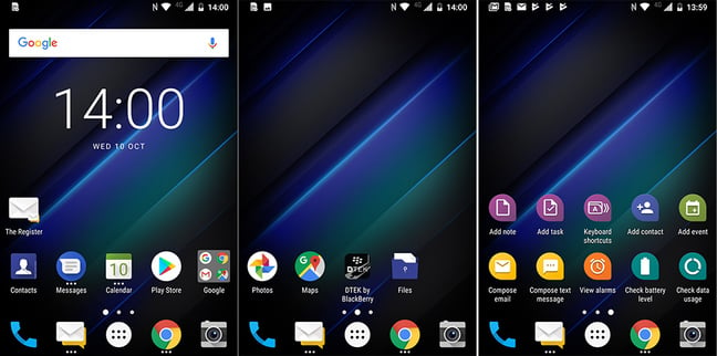 BlackBerry Key2 LE default home screens