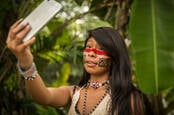 Someone taking a selfie in the Amazon rainforest