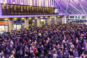 crowds amass at london kings cross station