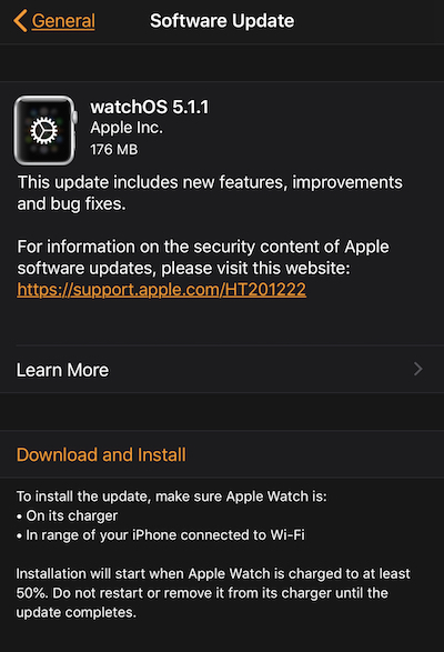 Apple Watch watchOS update