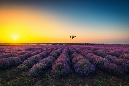 Drone over a field