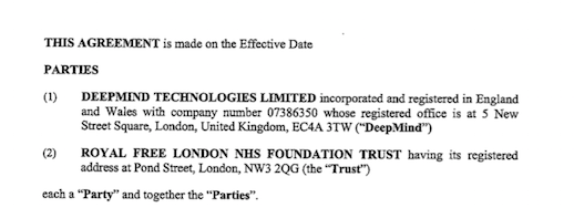 2016 not-Google - Royal Free NHS Health Trust Agreement