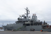 HMS <i>Enterprise</i>, pictured alongside at the port of Kristiansund, Norway