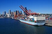 Seattle port with container ship