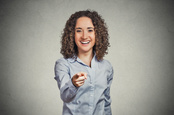 woman laughing at camera - pointing