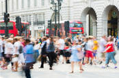 People shopping in Piccadilly Circus, London