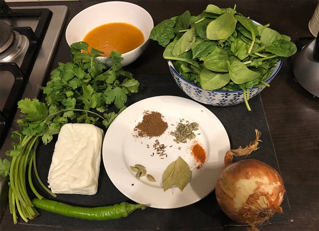 Saag Paneer ingredients