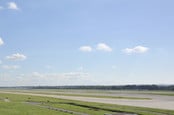 panoramic view of empty runway at gatwick airport 