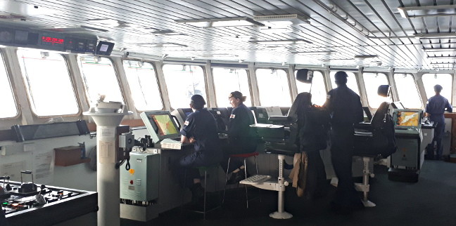 HMS Enterprise's bridge while at sea