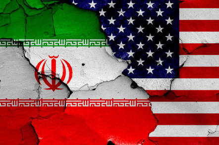 Flags of US and Iran