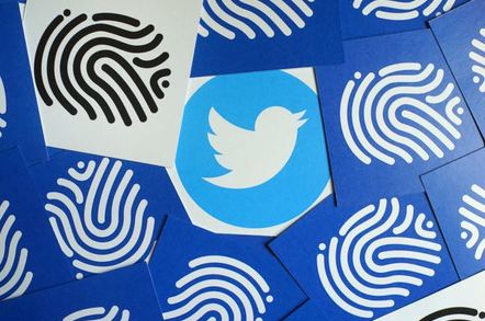 Twitter logo and fingerprints