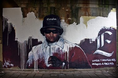 memorial of Eazy-E made by streetartist LJvanT in the city of Leeuwarden, The Netherlands, 26th March 2010