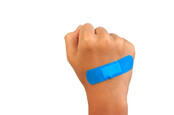 blue plaster/bandaid on small fist microsoft patch