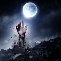 A hand emerging from the grave