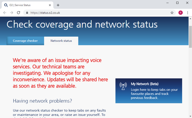 O2 Status Page O2 Status Page