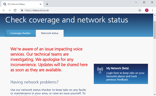 O2 Status Page