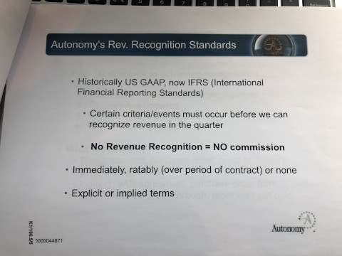 An internal Autonomy guide to revenue recognition. Exhibit K1/196.5/6