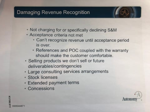 An internal Autonomy guide to revenue recognition. Exhibit K1/196.5/6