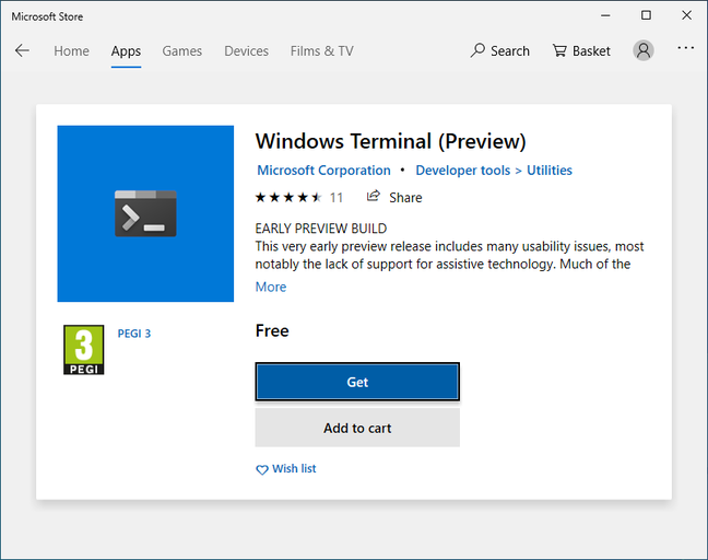 The new Terminal in the Microsoft Store