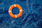 Lifesaving ring floating in the sea