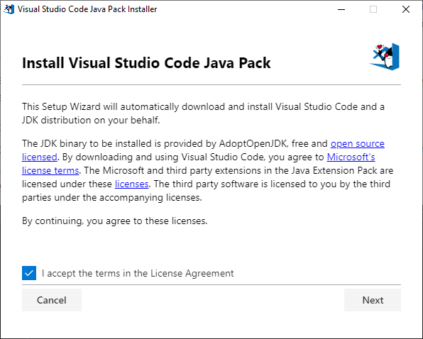The new Java installer selects a non-Oracle open source JDK