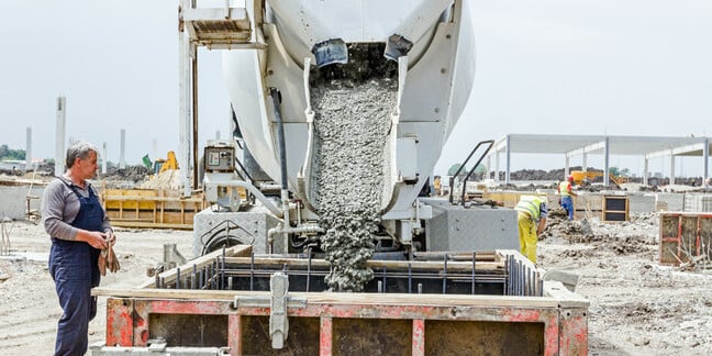 pouring concrete on a sunny day