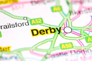Derby, England, on a map