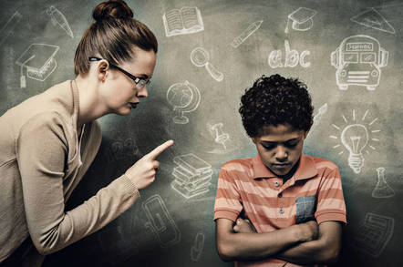 A teacher schooling some kid
