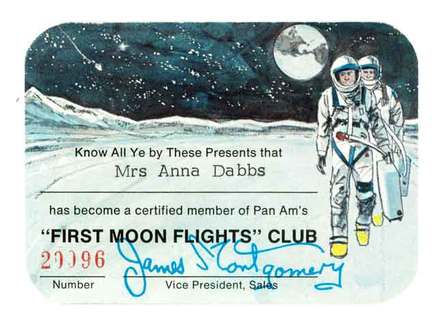 Pan Am ticket to the moon (front) 1969