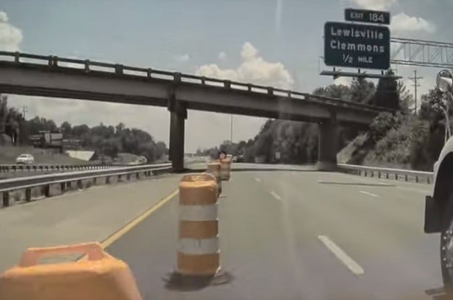 The moment a Tesla on 'Autopilot' collides with a bunch of motorway traffic cones in America