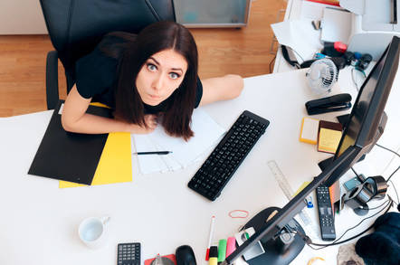 Office worker being spied on
