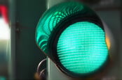 Closeup of green traffic light
