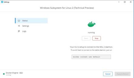 The Docker daemon optionally runs on WSL in the new preview