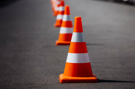 Traffic cones in the road