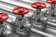 Industrial valves on a pipeline