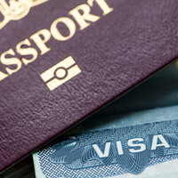 Visa document and passport