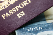 Visa document and passport