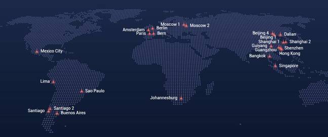 Huawei has a substantial cloud business though most regions are far east