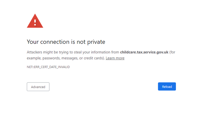 https://childcare.tax.service.gov.uk/ cert expired https://childcare.tax.service.gov.uk/ cert expired